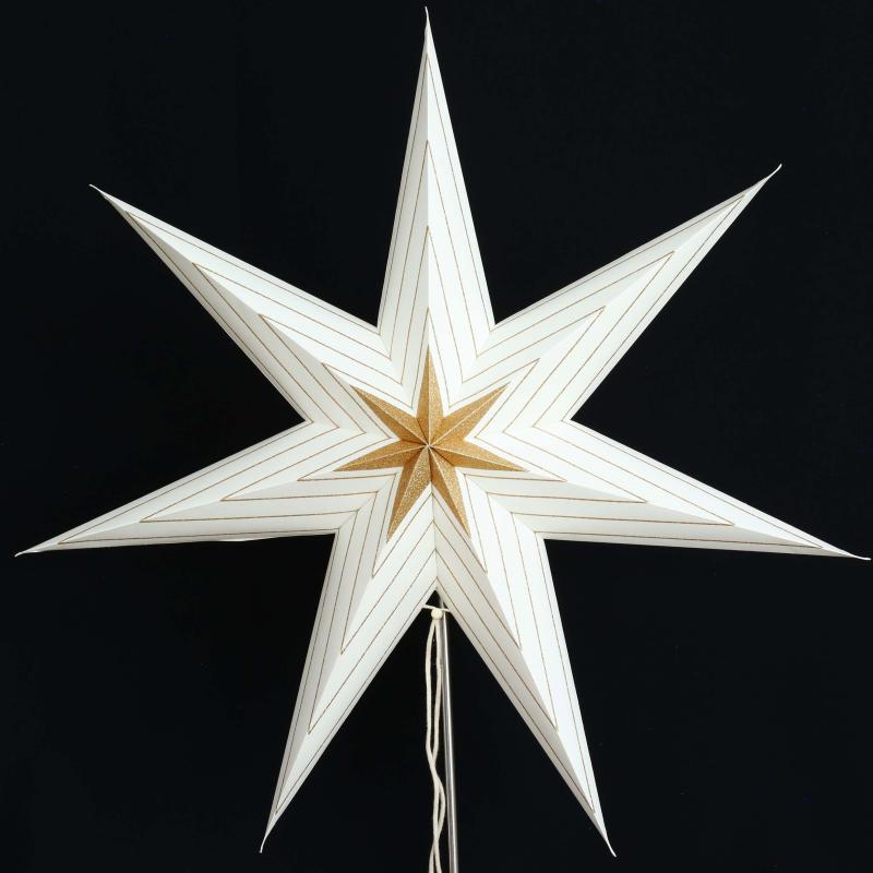 Harleen White - Faltbarer Leuchtstern, Weihnachtsstern aus Papier mit 7 Zacken, 60 cm